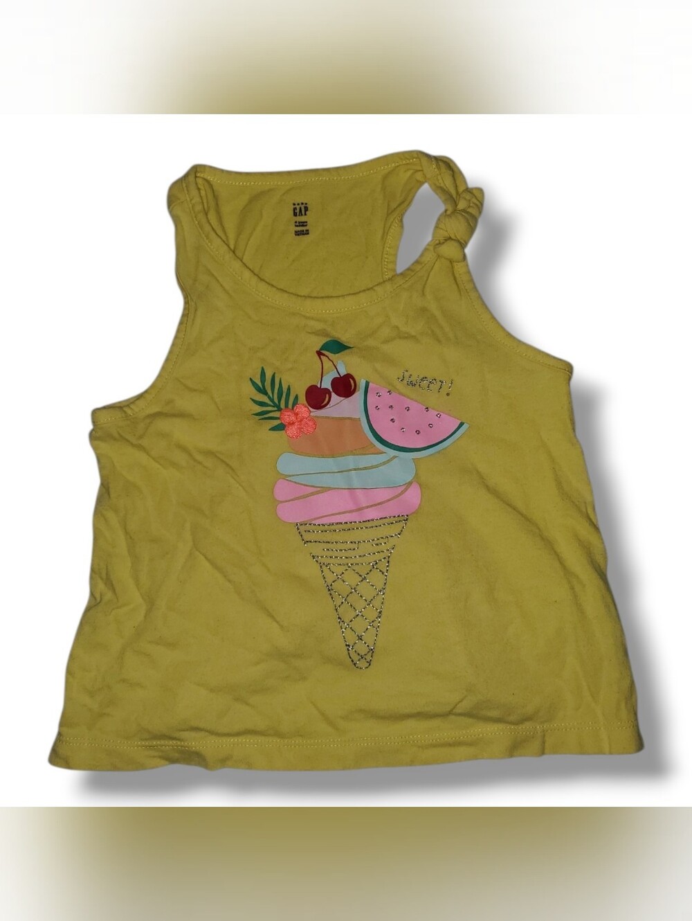 GAP Yellow Girls Ice Cream Graphic Tank